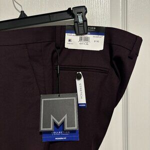 Collection by Michael Strahan Modern Fit Flat Pant, Burgundy, 42W x 29L NWT